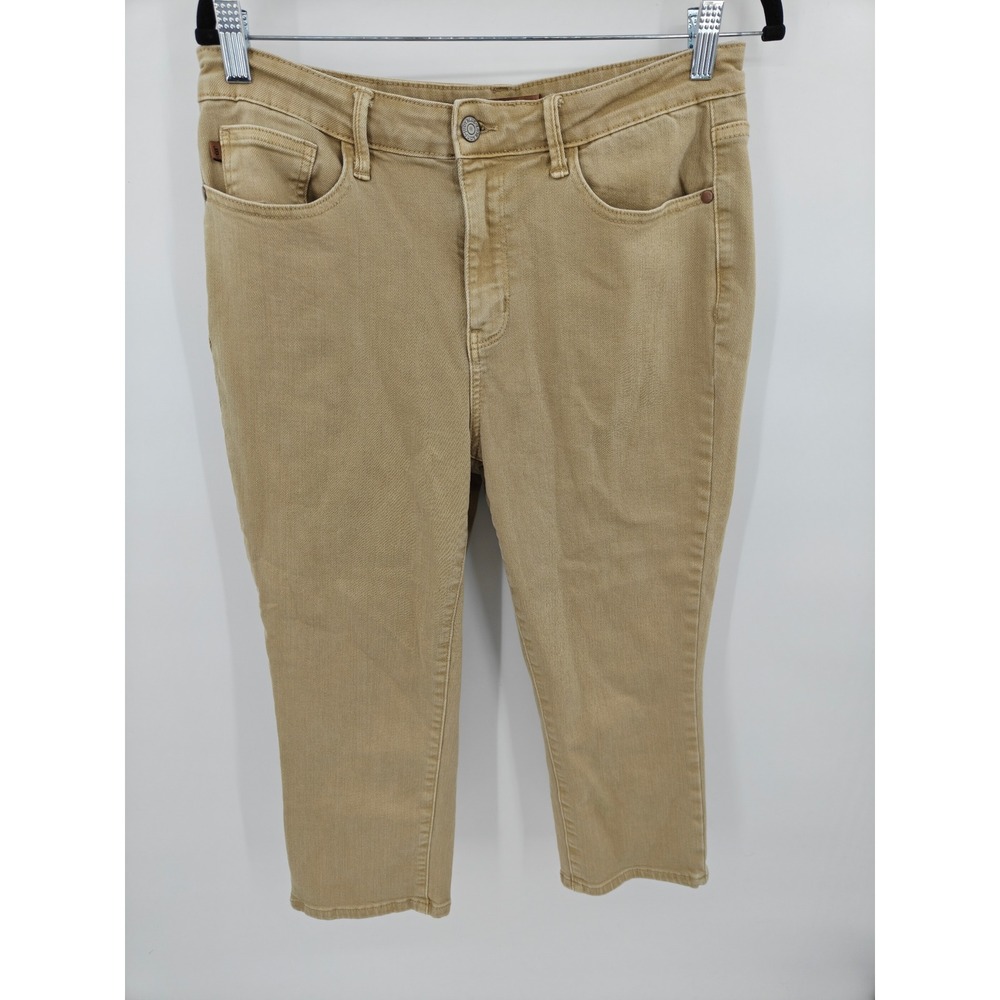 Judy Blue Tan Garment Dyed Cropped Straight Leg Jeans Khaki JB78108 C 13/31